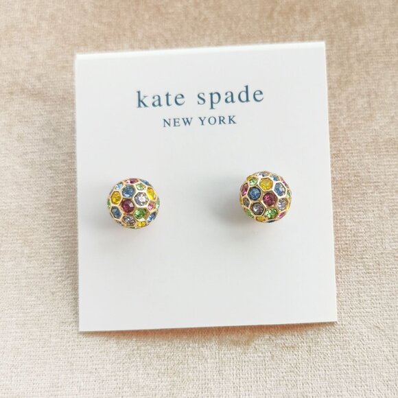 Kate Spade Jewelry - Kate Spade On The Ball Gold Multi Color Sphere Stud Earrings New